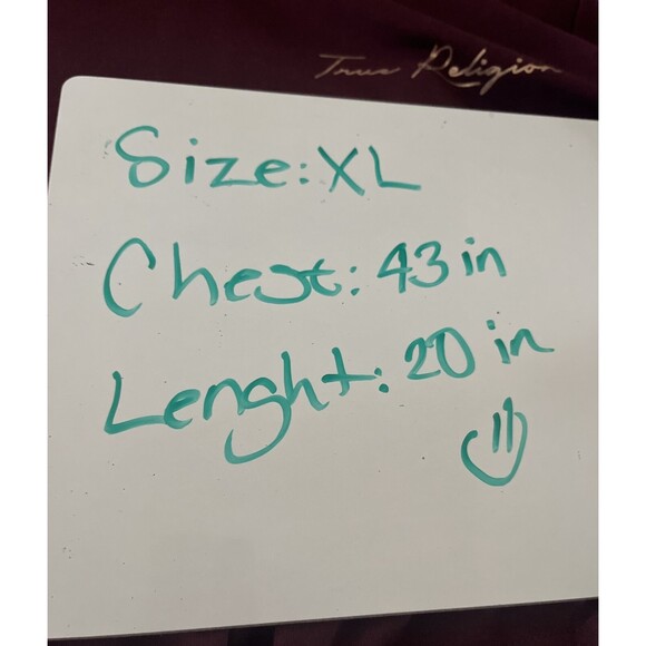 True Religion Logo Crop Woman Hoody Dark Burgundy Xl Style#206667 Cotton/Rayon - Picture 9 of 9